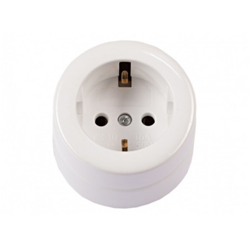 Розетка накладна з/зем кругла LUXEL 1030