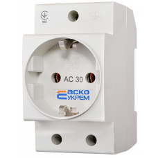 Розетка з заземленням AC30 2Р+РЕ на Din-рейку