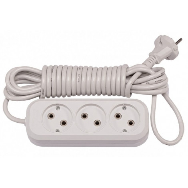 Подовжувач 3 гнізда 5М без/зем LUXEL 7125