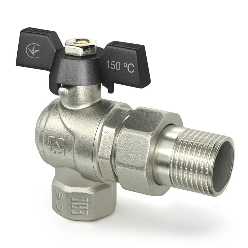 Кран Кутовий з американкою Raftec ЗВ 3/4“ Чорний метелик DRBS2-U Кран Кутовий з американкою Raftec ЗВ 3/4“ Чорний метелик DRBS2-U