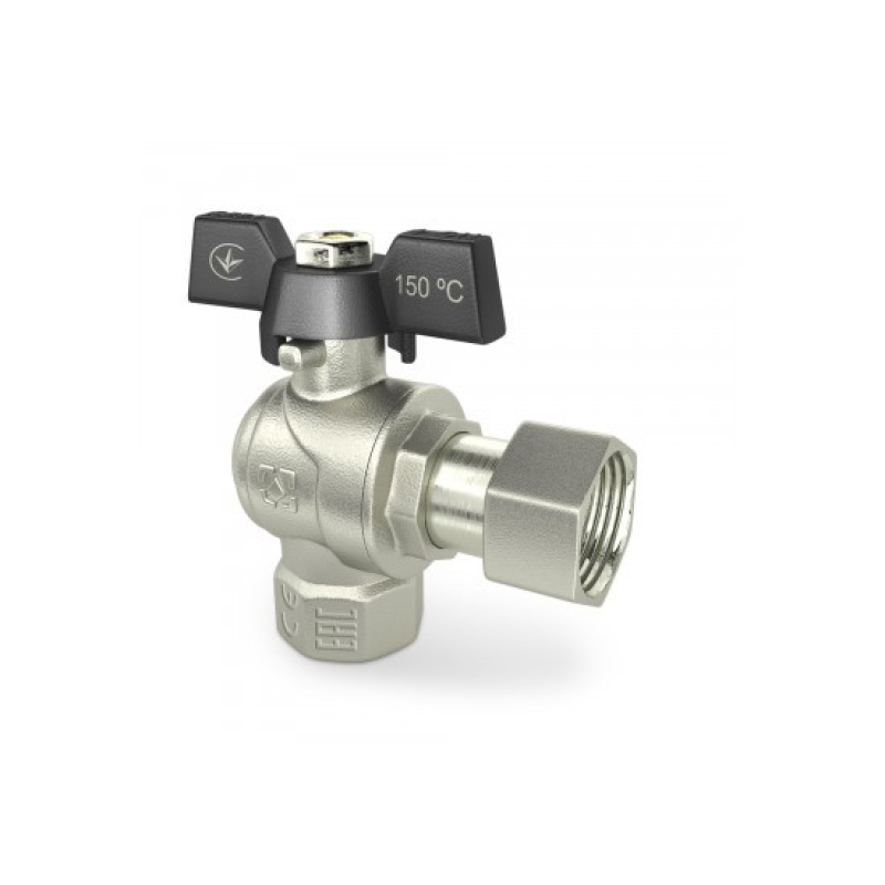 Кран Кутовий знакидной гайкою Raftec ВВ 1/2“ Чорний метелик DRBZ1