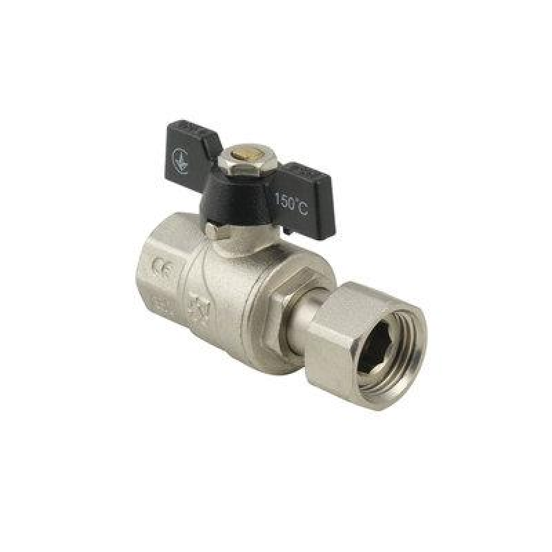 Кран Кульовий з накидною гайкою Raftec 1/2“ Чорний метелик PRB-1