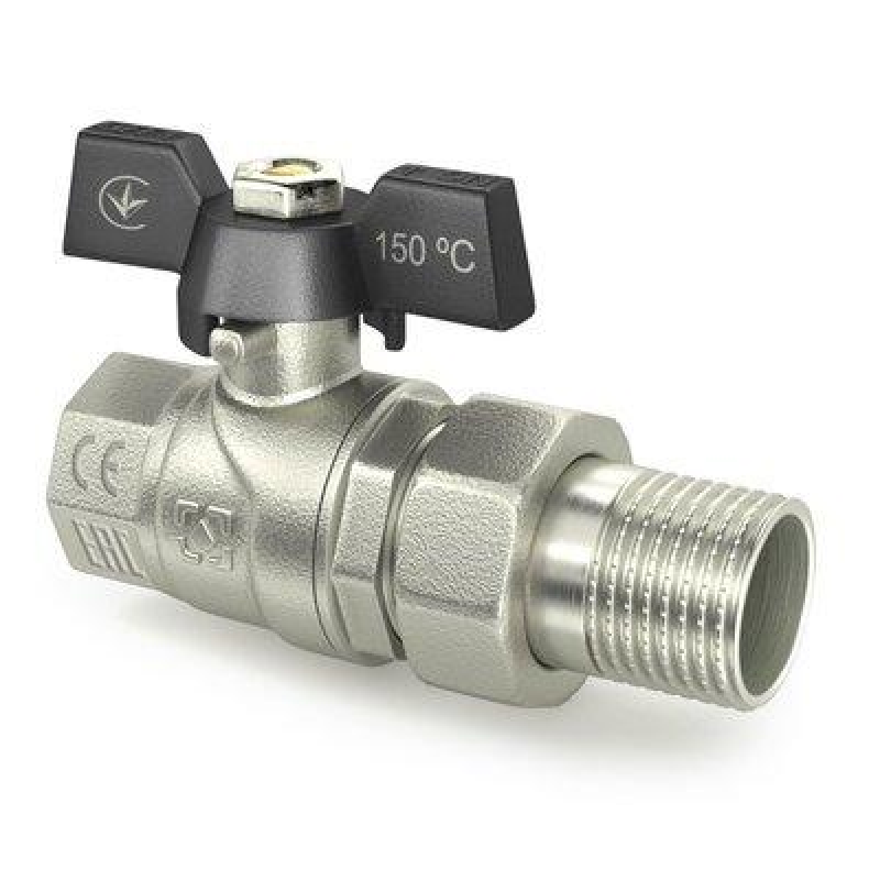 Кран Кульовий з американкою Raftec 3/4“ Чорний метелик DRBS2