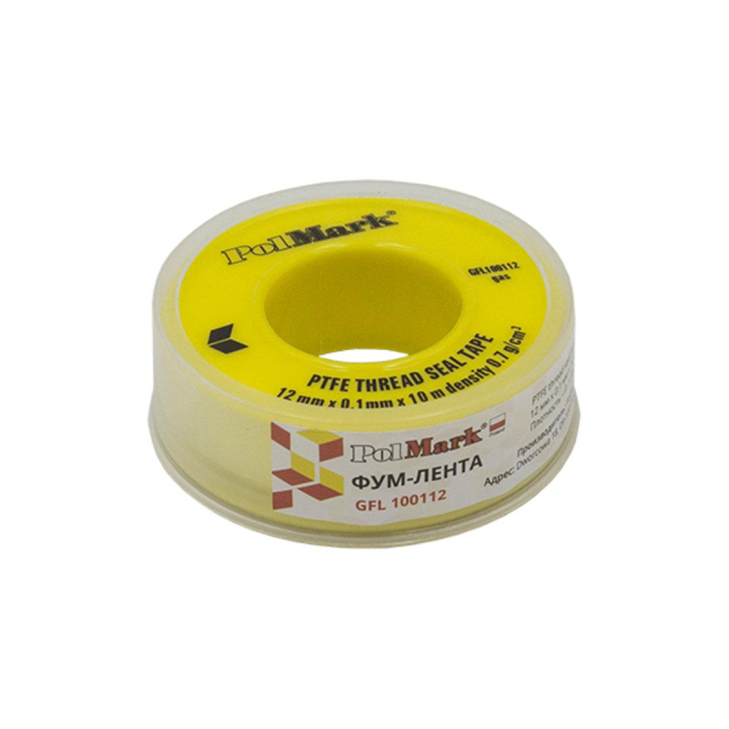 Фум лента GAS POLMARK 10Mх0,1mm х12mm PTFE