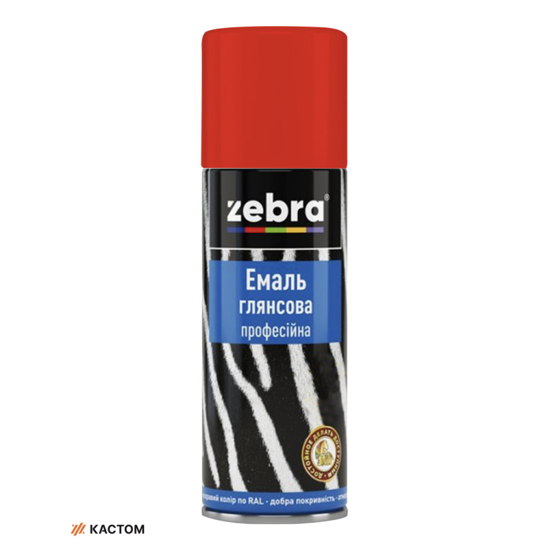 Емаль глянсова професійна 400мл ZEBRA 183 RAL3020 Червоний