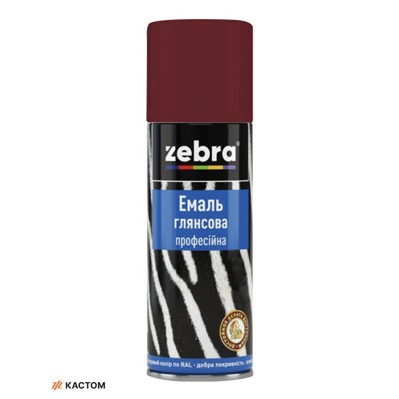 Емаль глянсова професійна 400мл ZEBRA 370 RAL3004 Вишневий