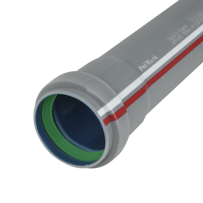 Труба каналізаційна внутрішня PolMark ф 50*1,8мм, L=2 м + резинка Труба каналізаційна внутрішня PolMark ф 50*1,8мм, L=2 м + резинка