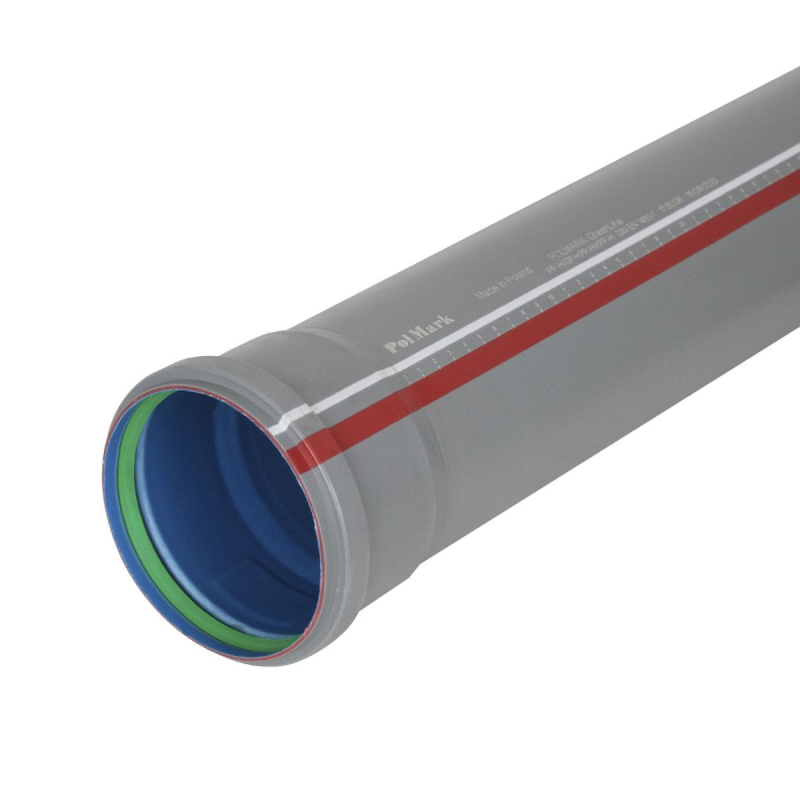 Труба каналізаційна внутрішня PolMark ф110*2,2мм, L=0.5м + резинка