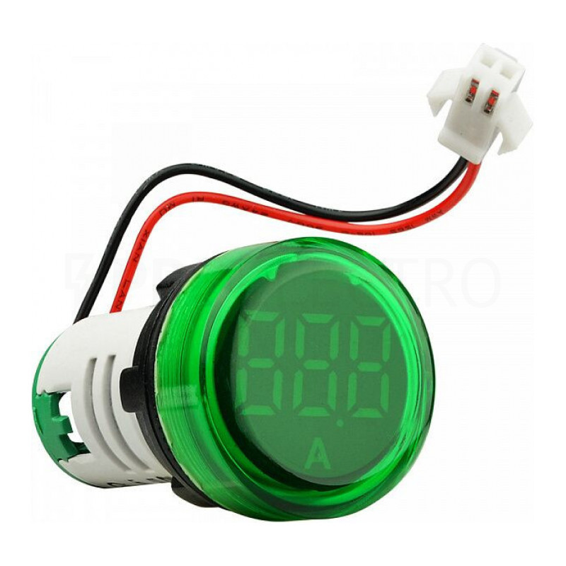 Круглий цифровий вимірювач струму ED16-22AD 0-100A (зелений)