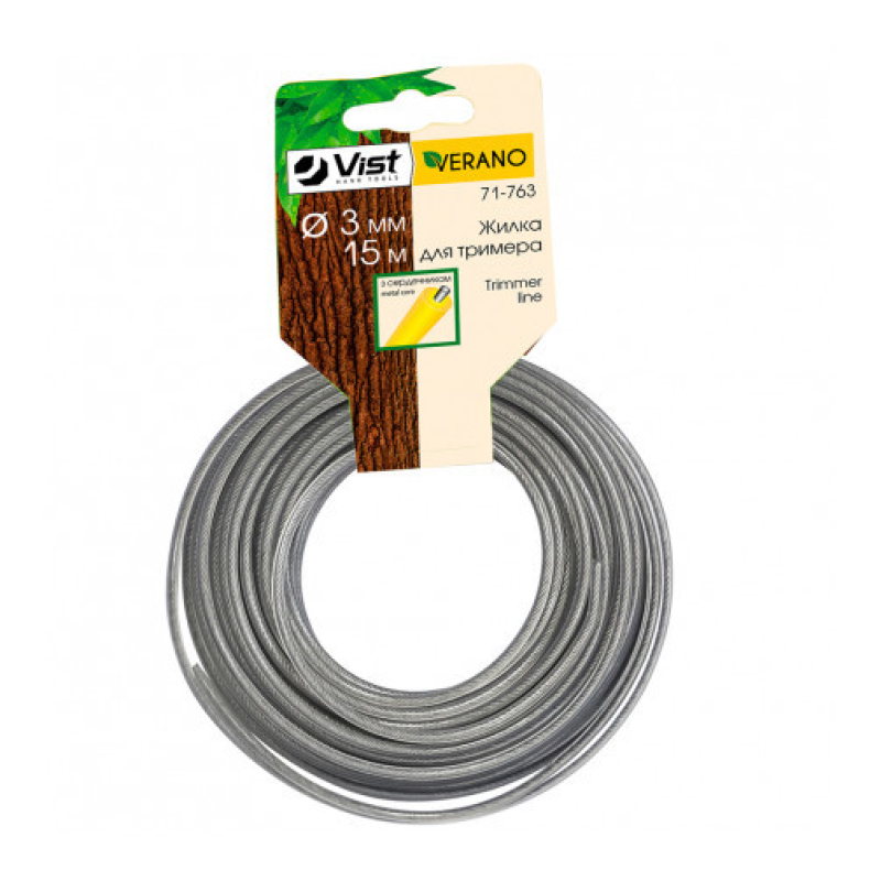 Ліска для тримерів кругла 3,0мм х 15м з металевим сердечником Vist 71-763