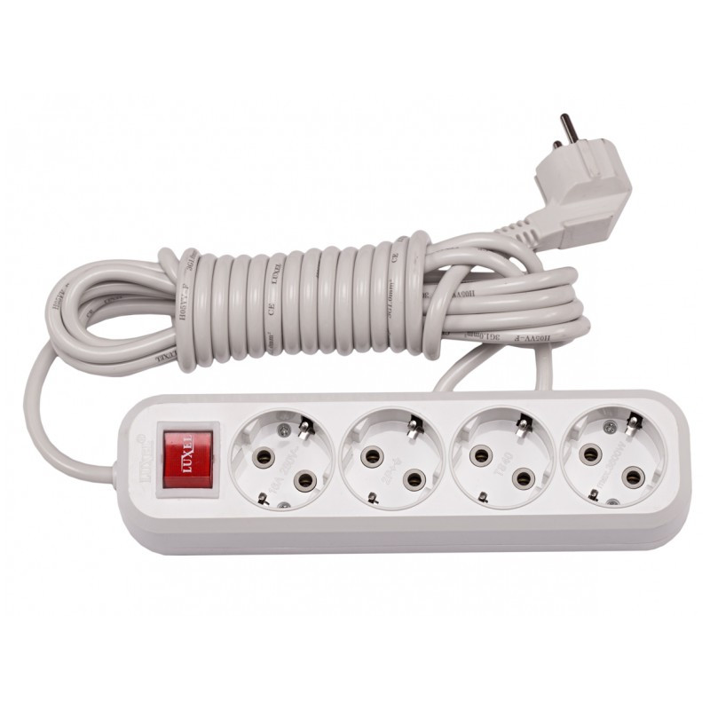 Подовжувач LUXEL 4 гнізда 3М з/зем вимикач 7253 Подовжувач LUXEL 4 гнізда 3М з/зем вимикач 7253