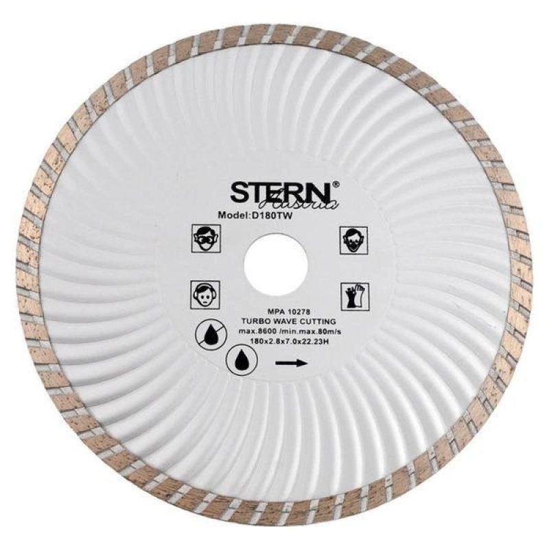 Диск алмазний 180х22,2 STERN Турбохвиля D180TW