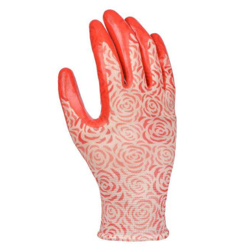 Рукавички DOLONI (4596) трикотаж. з нітрилов. покрит. облив троянди D-OIL р. 8