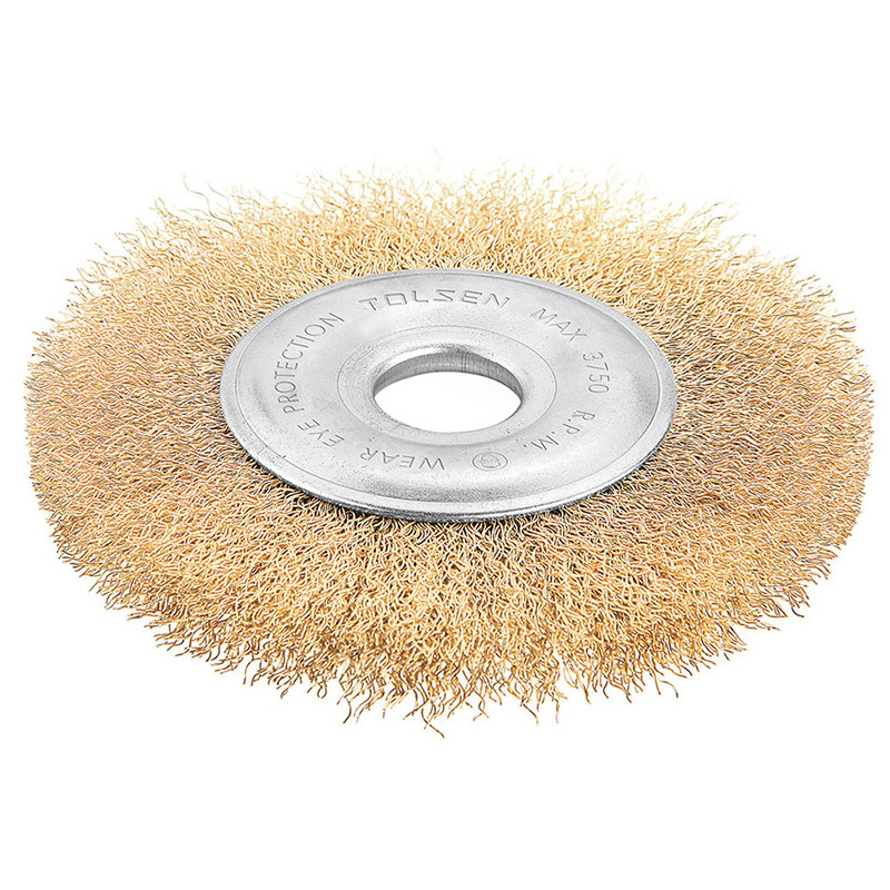 Щітка Дискова 125мм х 22,2мм гофрований латунований дріт 0,3мм Tolsen 77527