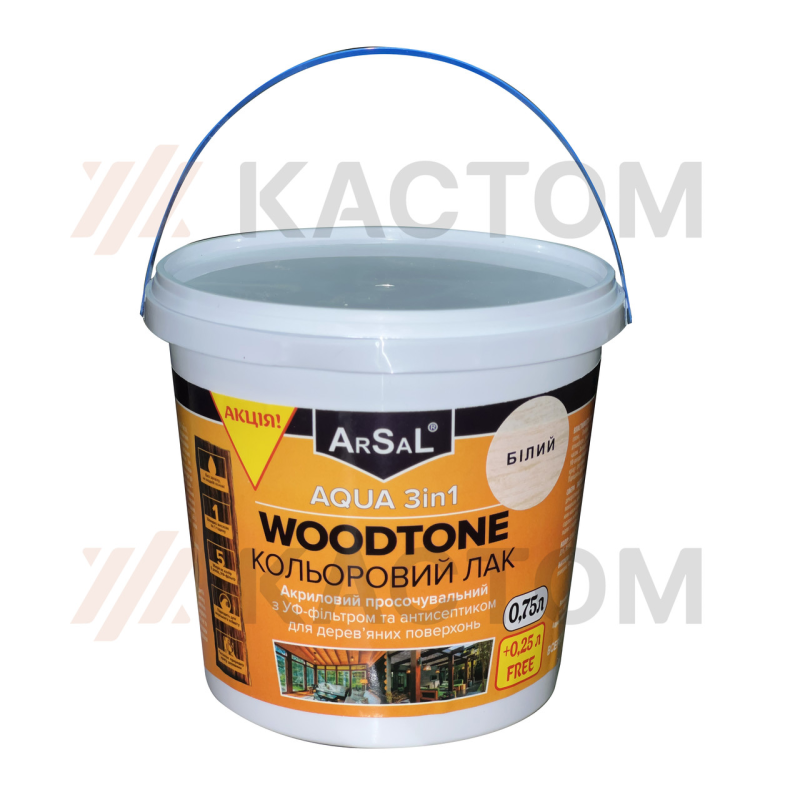 Лак Білий WOODTONE AQUA 3в1 1л ArSal