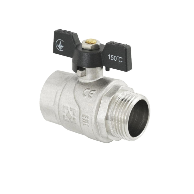 Кран Кульовий Raftec ЗВ 1“ Чорний метелик DRB31