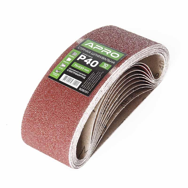 Наждачка кільцева 75х533мм Р40 (10шт) Apro 828051
