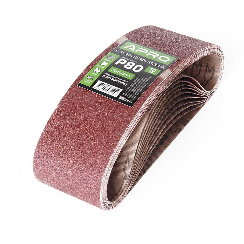 Наждачка кільцева 75х533мм Р80 (10шт) Apro 828053