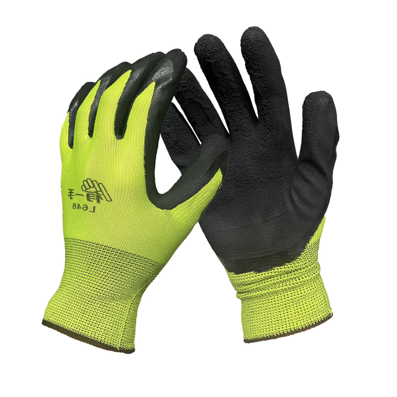 Рукавички трикотажні поліестер, салатові, латексне вспінене покриття Рукавички трикотажні поліестер, салатові, латексне вспінене покриття