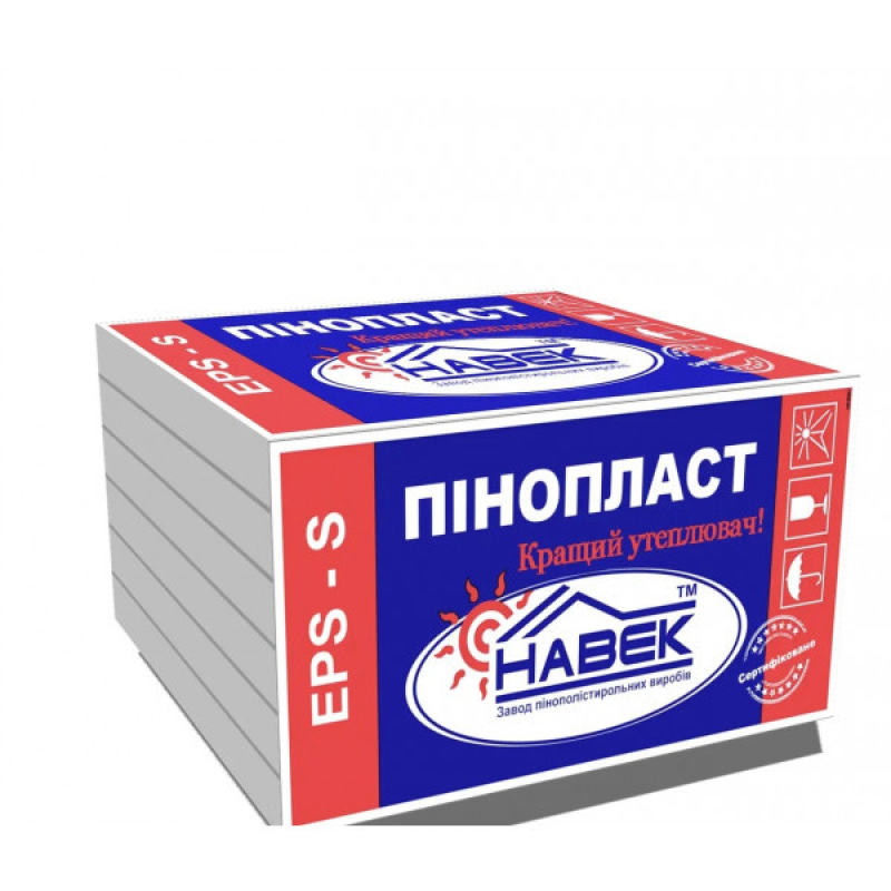 Пінопласт EPS-S 50мм 1мх1м НАВЕК