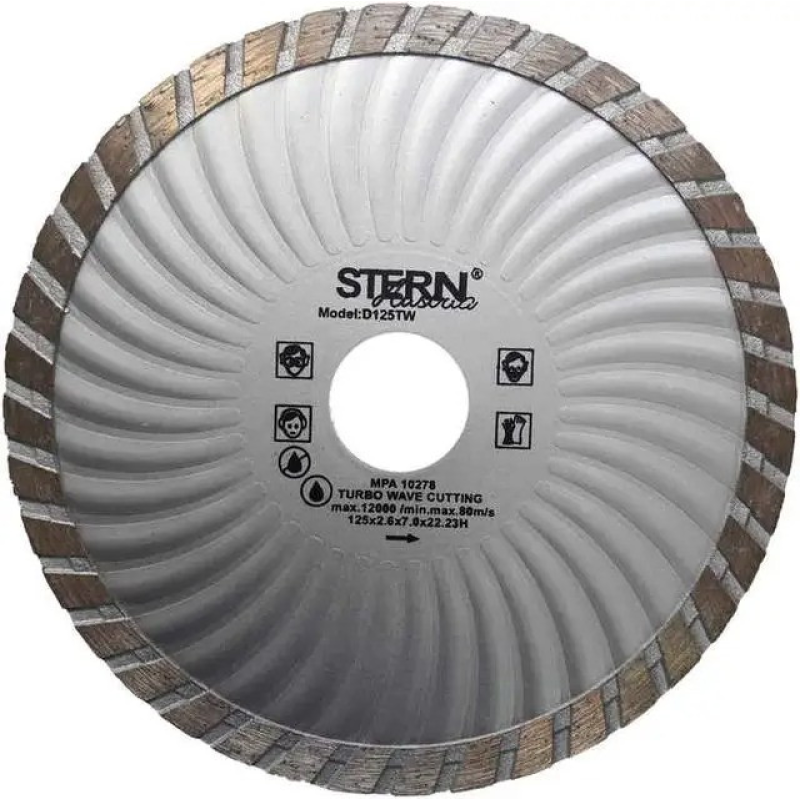 Диск алмазний 125х22,2 STERN Турбохвиля D125TW Диск алмазний 125х22,2 STERN Турбохвиля D125TW