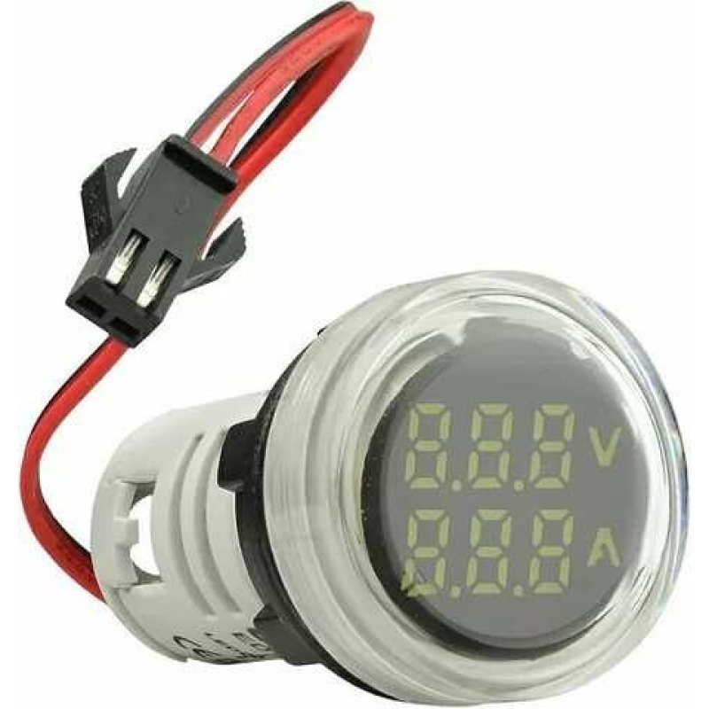 Круглий цифровий вимірювач струму+напруги  ED16-22 VAD 0-100A, 50-500В (білий)