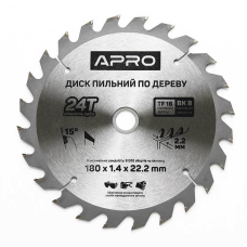 Диск пильний по дереву 180х22,2 24Т Apro 830133