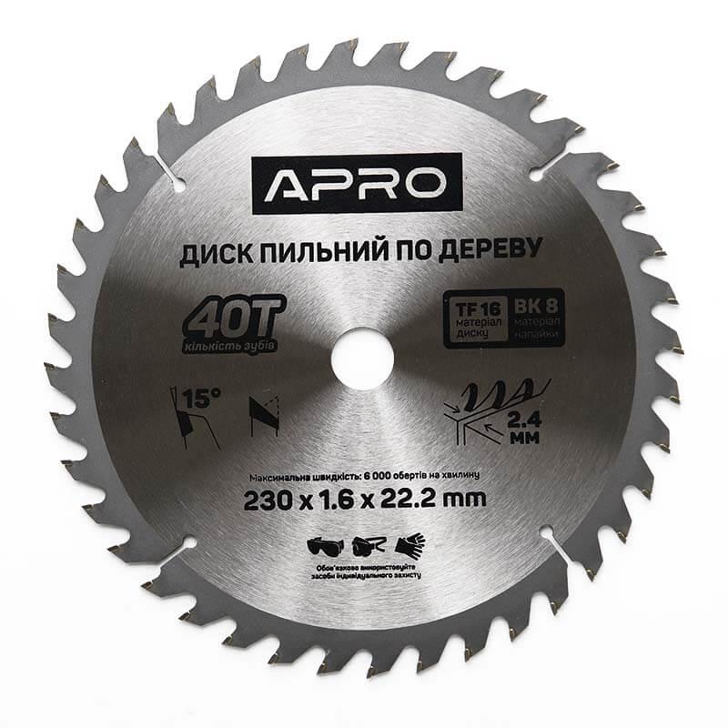 Диск пильний по дереву 230х22,2 40Т APRO