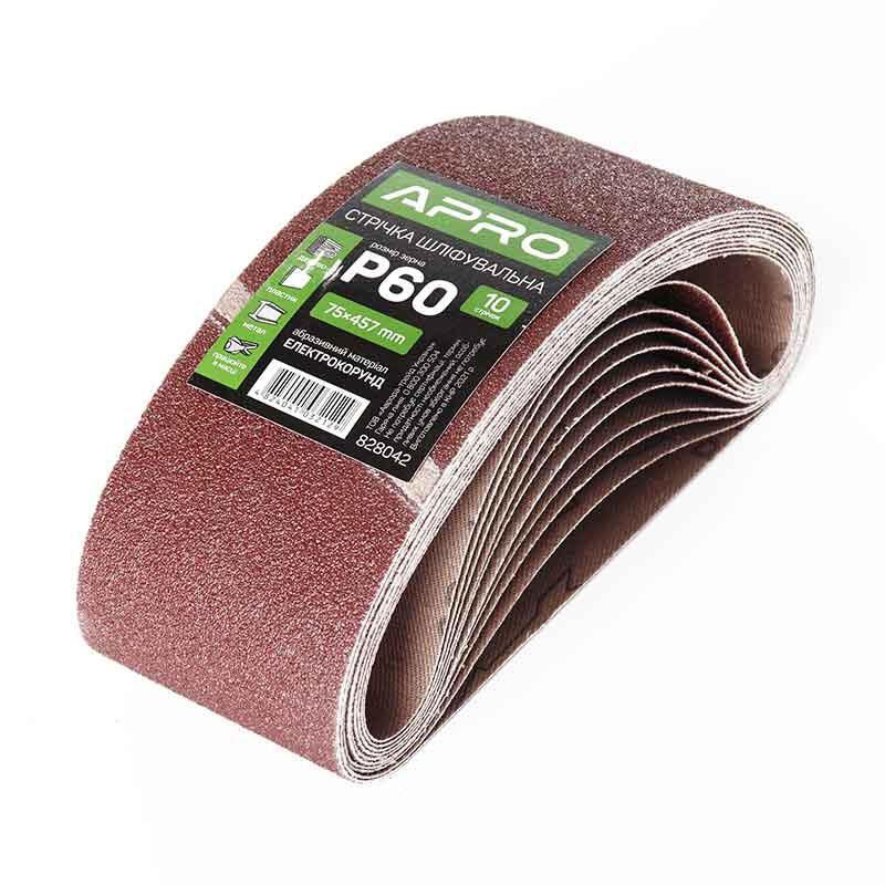 Наждачка кільцева 75х457мм Р60 (10шт) Apro 828042