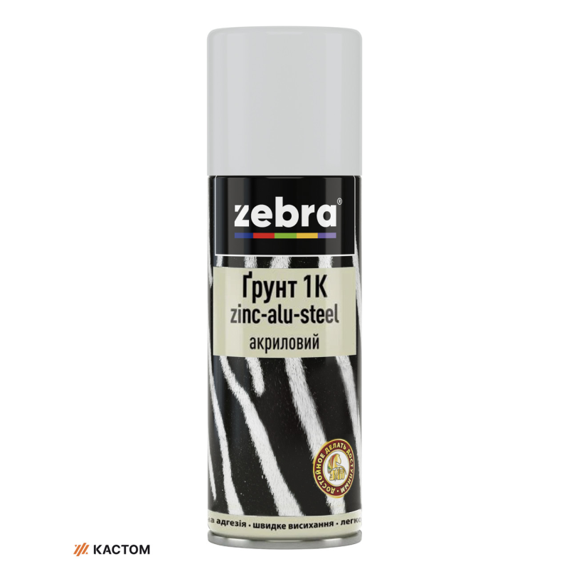 Грунт 1К zinс-alu-steel акриловий 400мл ZEBRA 16 Світло-сiрий