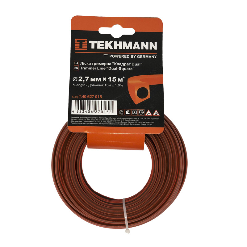 Ліска для тримера  Квадрат DUAL 2,7мм х 15м Tekhmann T.40627015