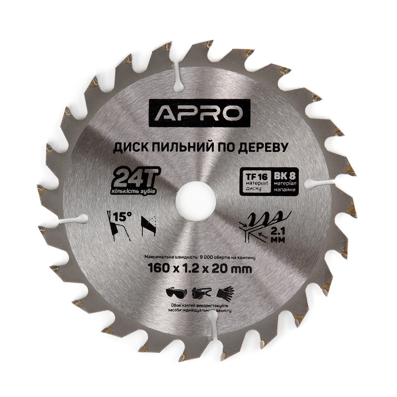 Диск пильний по дереву 160х20 24Т Apro 830111