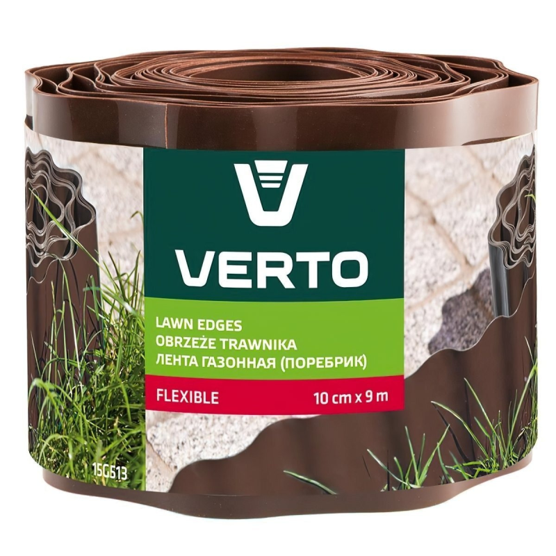Стрічка газонна 10см х 9м коричнева Verto 15G513