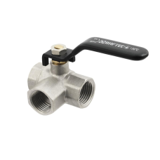 Кран Кульовий Триходовий Raftec ВР 1/2“ Чорна ручка TDRH01