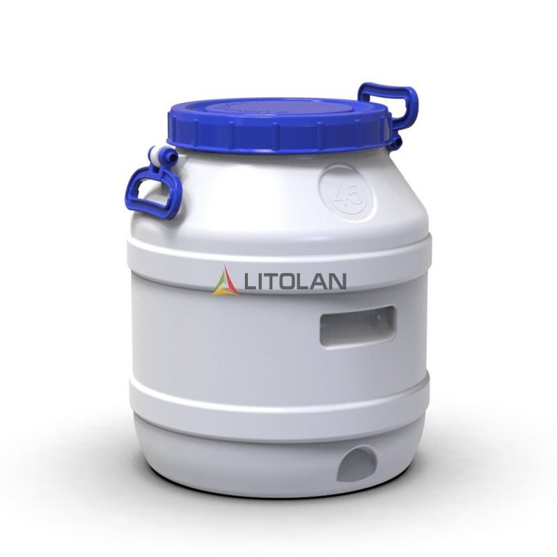 Бідон 45л харчовий білий Litolan (З хомутом)